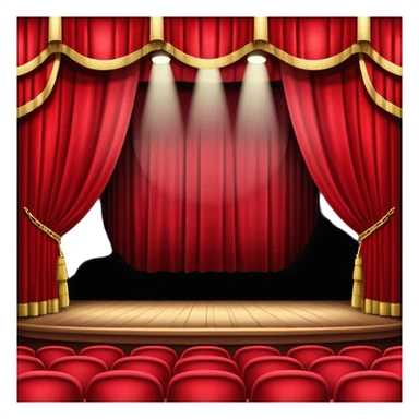 An empty theatre stage with red curtains sticker