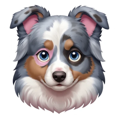 blue merle australian shepherd - one blue eye/one brown eye - pink on nose  sticker