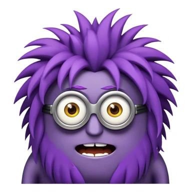 purple minion with wild hair sticker