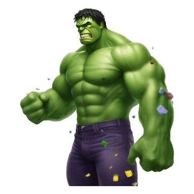 Incredible Hulk with a confetti popper sticker