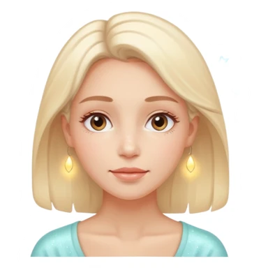 calm woman sleeping or relaxing with glowing skin, gentle sparkles around face, pastel colors, emoji style, symbolizes natural skin regeneration and recovery sticker