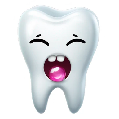 Tooth emoji with small pink jewel on it sticker