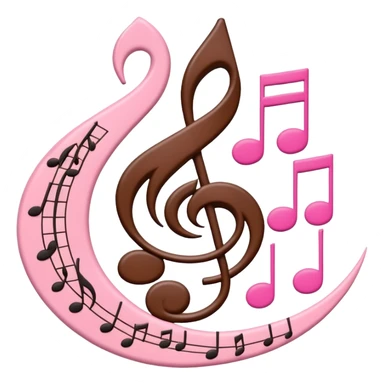 pink and brown polka dot music notes sticker