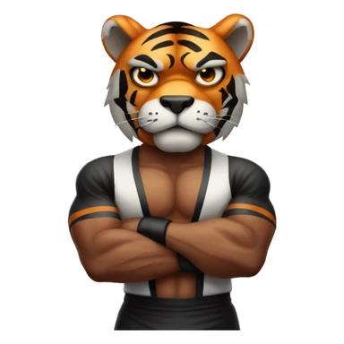 Tiger with evil face   boxer with his arms crossed sticker