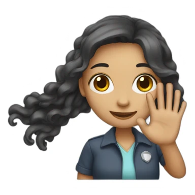 ai girl waving her hand sticker
