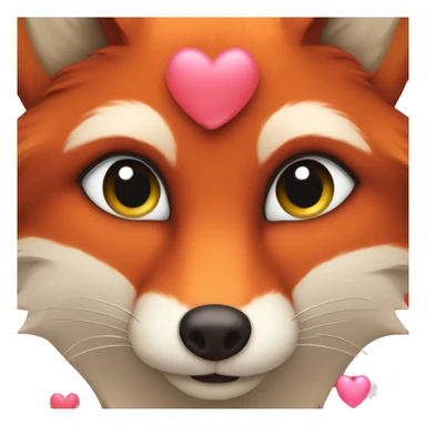 lush red fox face with hearts and  female  sticker