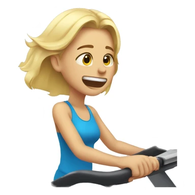 Blonde girl crying on treadmill sticker