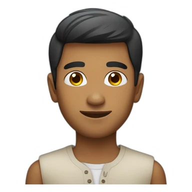A young Indian man with a clean haircut and squared face sticker