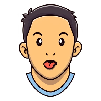 man with tongue out looking sideways sticker