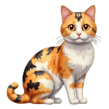full body anxious looking colourful light calico tabby cat with large patchy patterns sticker