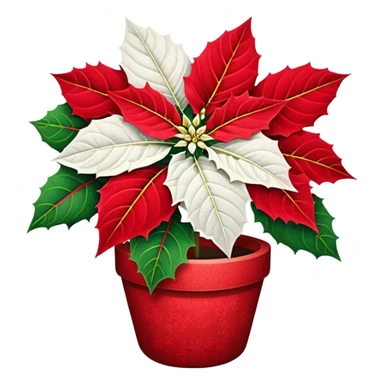 Red and white poinsettia sticker