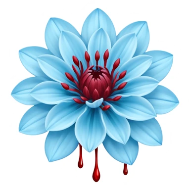 light dahlia  blue flower spilling wblood sticker