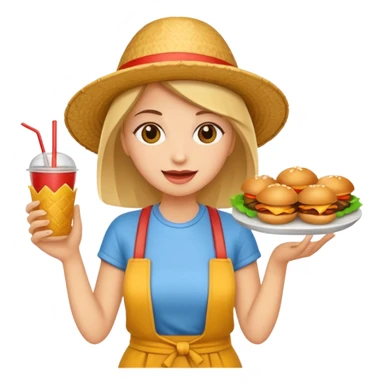 tourist woman holding street food sticker