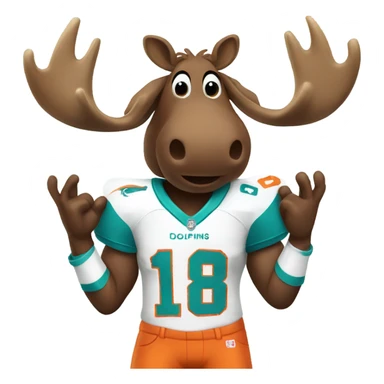 Moose with Miami dolphins jersey sticker