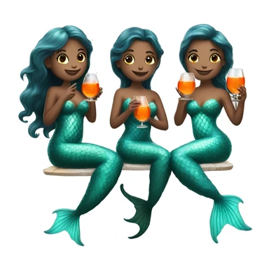 Three beautiful mermaids drinking aperol  sticker