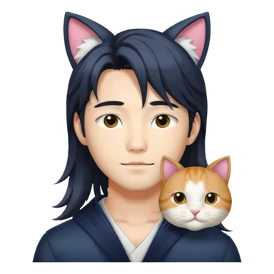  Korean Japanese Handsome Attractive Romantic Shoujo-Anime-style gentleMan with cat ears  and longer hair sticker