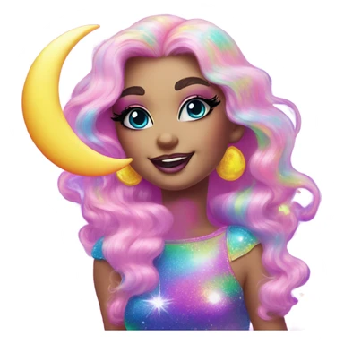 Lisa frank glitter moon sticker