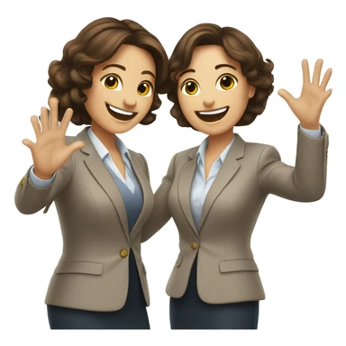 businesswoman duo brunette girls celebrating sticker