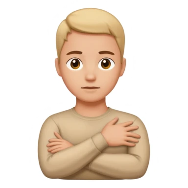 Person crossing arms on neck sticker