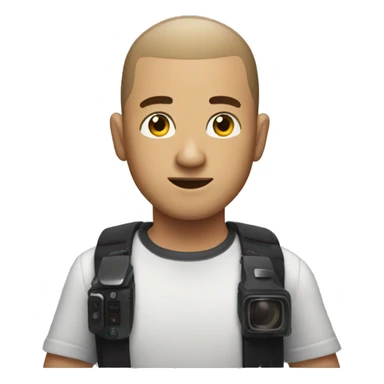 Create a dude with short haur like a buzz cut who is filming with a film camera  sticker