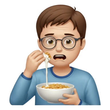 Vomit cereal milk vomit sexy vomit crying man vomit brown hair glasses  sticker