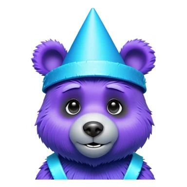 3D, adorable little Pixar style blue neon punk bear wearing a party hat, ultra detailed, each lash, eye, and strand of fur is shown in stunning detail as though captured in a timeless photograph, rich textures, visually rich, so lifelike it feels like it could leap off the page at any moment sticker