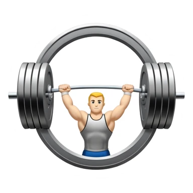 An emblem symbolizing weightlifting with a stylized barbell in the center, set against a simple, clean background. The barbell is prominent and sleek, with no athlete included. The design is bold, modern, and minimalistic sticker