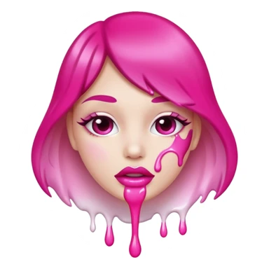 White paint dripping from hot pink ombre glossy lips sticker