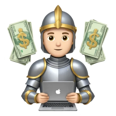 Knight with laptop and money sticker