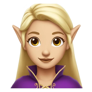 Noble female Elf with Elf ears and blonde hair and purple robes sticker