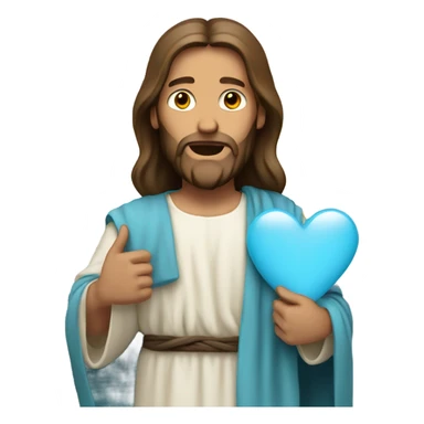Jesus holding a light blue heart  sticker