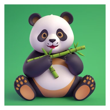 panda eating bamboo in forrest background, close up pose sticker