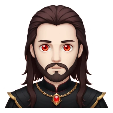 Evil, shadowie Male lord with Red glowing eyes and Long darkBrown Hair and chin beard sticker