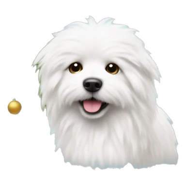  white fluffy dog and Christmas tree sticker