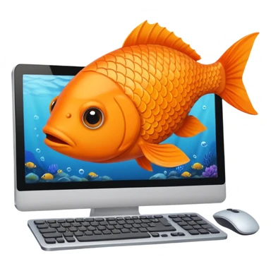 animal nature fish in a building working on a computer sticker