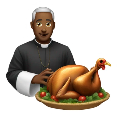 priest petting a turkey sticker