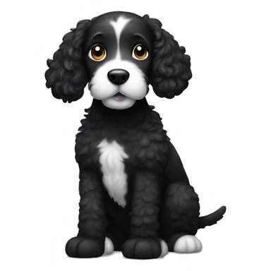 Black doodle dog with white belly and paws  sticker