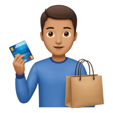 emoji of a man with a credit card and a shopping bag sticker