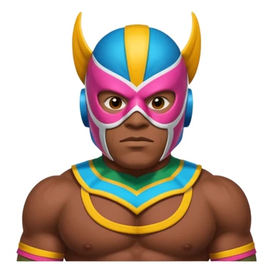 Mexican wrestler portrait, head and shoulders only, colorful luchador mask, muscular collar, confident expression, 3D cartoon, mobile game icon style, clean background, no text, no watermark
 sticker