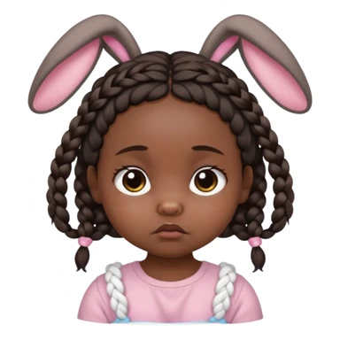 bunny ear accessory wearing baby braided dark hair sad  sticker