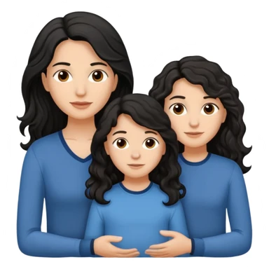 One teen white boy and 1 Beautiful mom ,black black hair,wavy hair，long hair,brown eyes,hispanic with 2 daughters and son  sticker