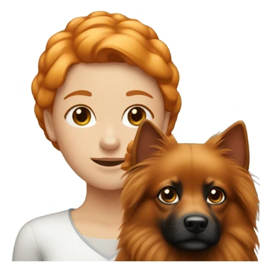 Ginger girl with black female spitz dog sticker