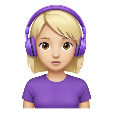 blonde girl with purple headphones and tshirt  sticker