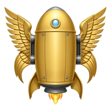 gold ancient wide jetpack with extremely wide rocket wings and engraved patterns, back view, no fire sticker