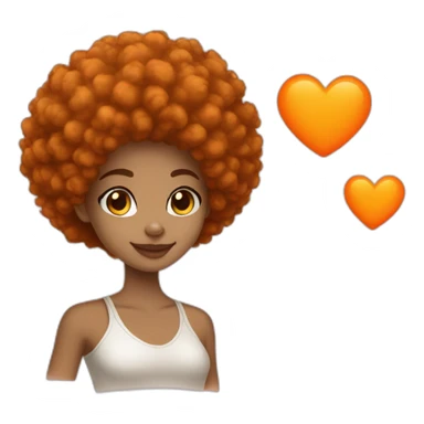 Light skin girl afro orange with handheart sticker