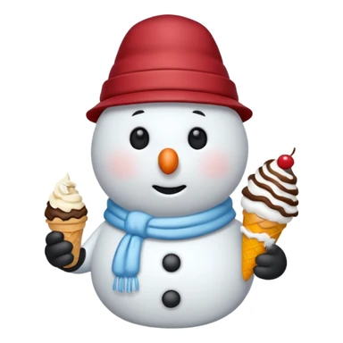 snowman wearing cap with ice cream  sticker