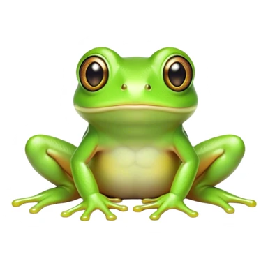 Cinematic Cute Green Tree Frog Portrait Emoji, Head tilted playfully and inquisitively, featuring a charmingly compact form with vivid green, slightly textured skin, prominent sticky toe pads, and round, sparkling eyes full of playful wonder, Simplified yet irresistibly adorable features, highly detailed, glowing with a warm, inviting jungle glow, high shine, affectionate and lively, stylized with a touch of tropical whimsy, soft glowing outline, capturing the essence of a mischievous yet loving frog that seems as if it could hop out of the screen into your arms! sticker