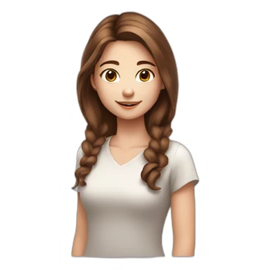 White cute girl with brown hair taking selfie sticker