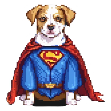 dog with superman cape sticker