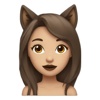  girl brown long hair lipstick wolf ears  sticker